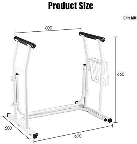 Toilet Safety Rail Grab Bar with Padded Arms & Magazine Rack - Bathroom Assist Handle for Elderly & Disabled, Non-Slip Support Aid for Safe Toileting