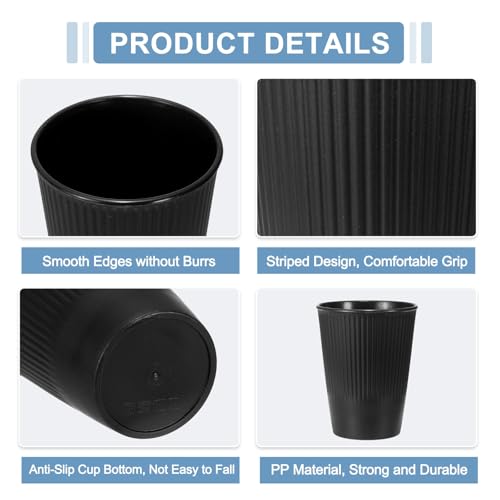 uxcell 4 Pcs Simple Toothbrush Cup, 3.3 x 3.3 x 4.2 Dishwasher Safe Bathroom Tumbler Reusable Plastic Cup Set for Storing Toothpaste Combs, Black - color: Black