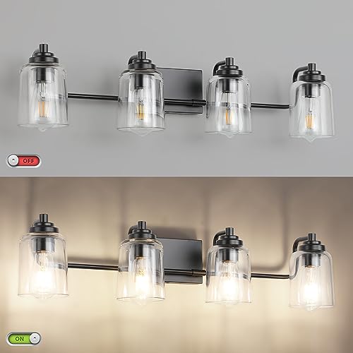 Solfart 4 Lights Matt Black Bathroom Vanity Lights Over Mirror - color: Matt Black, size: 4 Lights