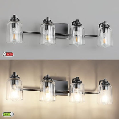 Solfart 4 Lights Matt Black Bathroom Vanity Lights Over Mirror - color: Matt Black, size: 4 Lights