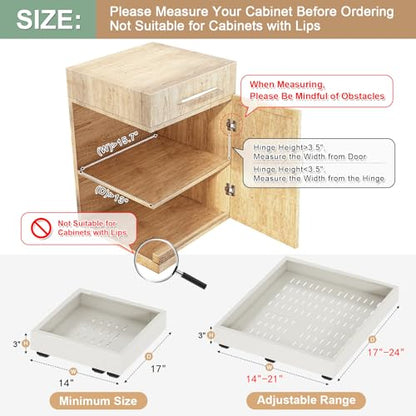 Fokyfok 2Pc Pull out Cabinet Organizer,14"-21"W,17"-24"D,Expandable | No Drill,Adjustable,Roll out Drawers,Adhesive Sliding Drawers,Slide out Shelves for Cabinets Without Lip,Kitchen,Pantry,White - size: (14"W-21"W)X(17"D-24"D)