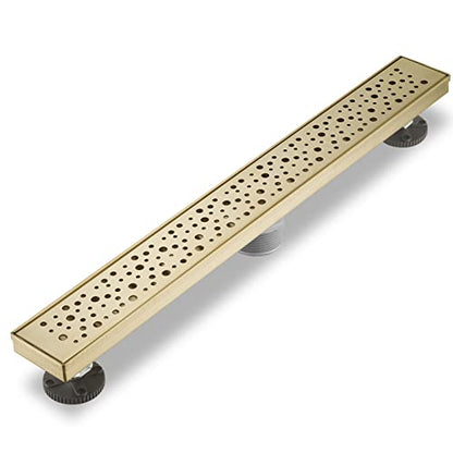 Sharp-tec 48 inch Linear Shower Drain, Golden Linear Drain with cUPC Certification, 304 Stainless Steel Shower Drain Easy to Install and Clean for Bathroom Shower Room, ST-099-48G - color: Gold, size: 48 inch