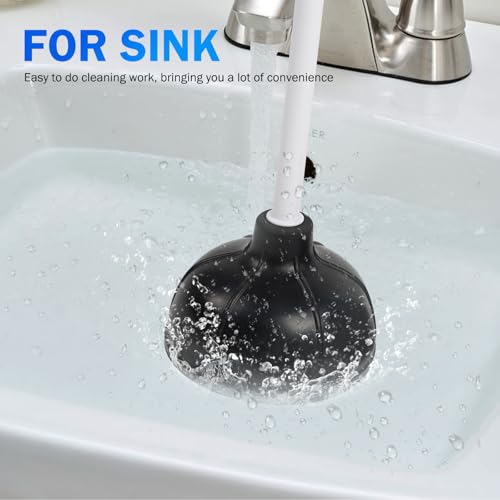 KOOMADE Force Suction Cup Rubber Toilet Plunger with PP Handle, Toilet Bowl Plunger Heavy Duty Pump Clogged Solution for Bathroom Stores Restaurants Strong Sink to Fix Clogged Toilets Drains Sinks (2)