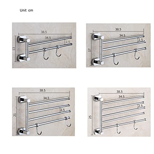 FAMMIX Modern Brass Chrome Swing Out Towel Bar, Folding Arm Swivel Hanger Bathroom Storage Organizer Rustproof Wall Mount, Swivel Towel Rack for Shower Room, Kitchen 5Bars - size: 5Bars