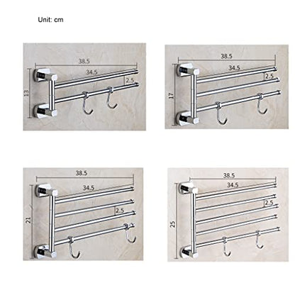 FAMMIX Modern Brass Chrome Swing Out Towel Bar, Folding Arm Swivel Hanger Bathroom Storage Organizer Rustproof Wall Mount, Swivel Towel Rack for Shower Room, Kitchen 5Bars - size: 5Bars