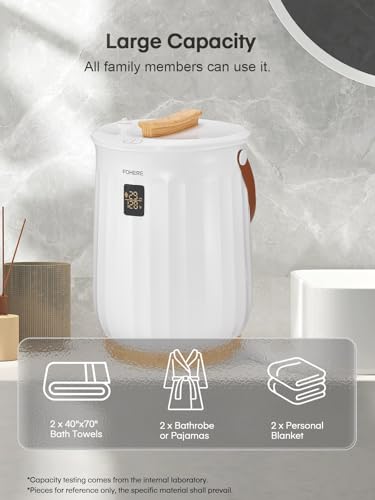 Upgrade 20L Towel Warmer for Bathroom, with Customized Fragrance, Timer Function, for Spa and Bathroom, Luxury Counter Towel Warmer Bucket, Fits 2 Large Blankets, Auto Shut Off, Bathrobe, PJs, White