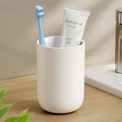 MOPMS 13oz Bathroom Tumbler 1PC, Unbreakable Plastic Cup,White | Unbreakable 380ml plastic bathroom tumbler with non-slip grip. Durable, reusable toothbrush cup for home and travel - color: White-1pc