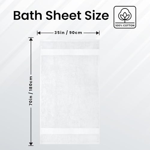 Infinitee Xclusives – Luxury Bath Sheets Towels – 1 Pack 600 GSM (35X70 Inches) – 100% Ring Spun Cotton Large Bath Towels for Bathroom (Brilliant White, Bath Sheets - Pack 1) - color: Brilliant White, size: Bath Sheet - 1 Pack