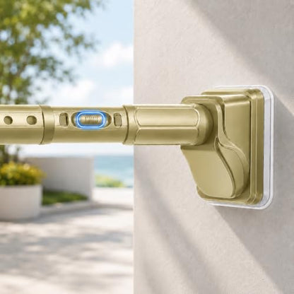 JILRON Tension Shower Curtain Rod 41-200in(3.41-16.6ft)×2,No Drill Silver Color Spring Rod,Versatile-1.26" dia,One-Click Stretch Design, Upgraded Anti-Slip Pads - color: Gold, size: 41-200 inch-2Pack