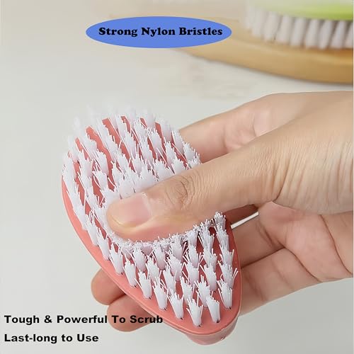 Scrubbing Brushes for Cleaning Small Scrub Brush with Nylon Stiff Bristles | 2 Pack Heavy-Duty Scrubber Cleaner Brush Multi-Purpose Cleaning Brush for Bathroom,Showe,Sink,Kitchen,Bathtub,Floor -Compact - color: Pink + Purple