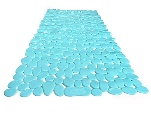 “Pebbles” Non-Slip Bathtub/Shower Mat 27.5”x14” Rectangular, Non-Toxic, Safe, Clean, Machine-Washable, Superior Grip & Drainage, Vinyl, for Smooth Floors ONLY, Opaque Aqua - color: Opaque Aqua (Blue-green), size: Rectangular (27.5"x14")