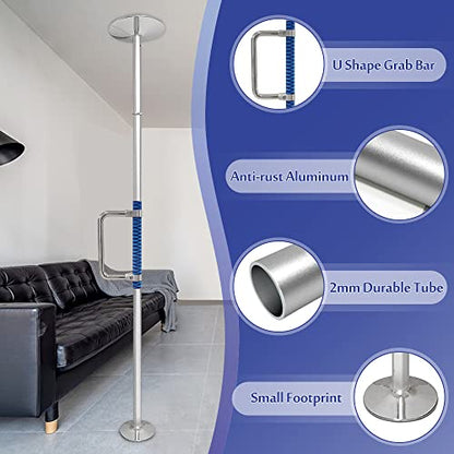 Transfer Pole Security Grab Bar Floor to Ceiling Bed Pole for Elderly Disabled Standing Aids Toilet Safety Rails Heavy Duty Handle Handicap Medical Freestanding Pole Adjustable Transfer Support Bar