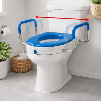 Deluxe Raised Toilet Seat with Handles, Padded Elevated Toilet Seat Riser | Easier, Safer Sit & Stand at the Toilet - padded seat, tool-free assembly