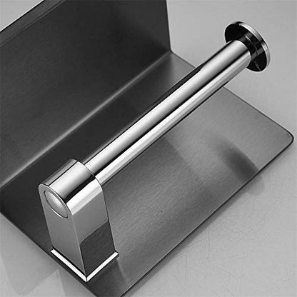 Toilet Paper Holder with Phone Shelf, Wall Mounted Stainless Steel Tissue Dispenser for Bathroom (Single Roll-Black) - color: Single Roll-black