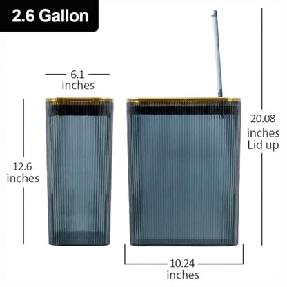 2 Pack Bathroom Trash Can with Lid, Transparent Small Trash Can with Bag Ring, Colorful Plastic Waste Basket for Bathroom, Bedroom, Office, Kitchen – Blue Garbage Can - color: Blue