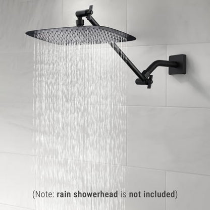 G-Promise 11 Inch Shower Extender with 6 Inch Arm and Flange(Matte Black) | Solid Brass Construction, Height and Angle Adjustable, Standard Connection Thread, All Installation Tools Included - color: Matte Black, style: 11 Inch