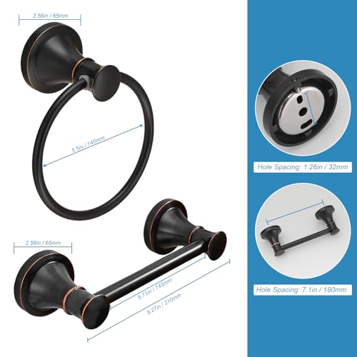 RUMOSE Pivoting Toilet Paper Holder and Hand Towel Ring, Oil Rubbed Bronze | Wall Mount, Bathroom Hardware Accessories 2 PCS Set, Toilet Tissue Roll Holder & Towel Hanger, Rustproof, Stainless Steel - color: Oil Rubbed Bronze