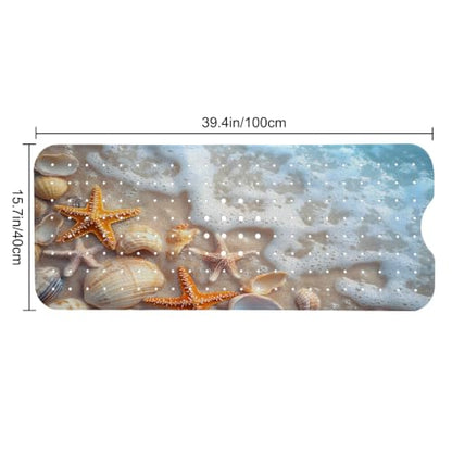 LNOND Summer Beach Bathtub Mat Non Slip, 40 X 16 Inch Tub Mat for Bathroom, Colorful Beach Shells Bath Tub Shower Mat with Drain Holes and Suction Cups - color: Colorful Beach Shells Bathtub Mat