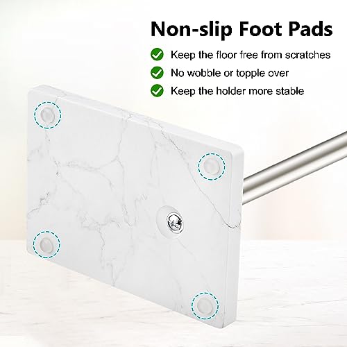 Toilet Paper Holder Free Standing, 6 Rolls Modern Stainless Steel Standing Bathroom Toilet Paper Roll Holder Stand with Storage Brushed Nickel Tissue Holder, Marble Base, Naturous - color: Brushed Nickel