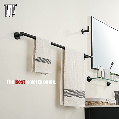 JQK Black Bath Towel Bar, 30 Inch 304 Stainless Steel Thicken 0.8mm Towel Rack Bathroom, Towel Holder Matte Black Wall Mount, Useable Length 27 Inch, TB110L27-PB - color: Black, size: 30.15 Inch