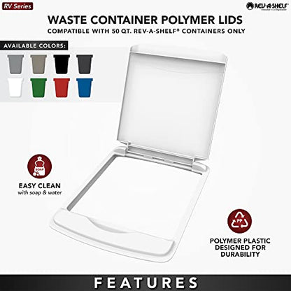 Rev-A-Shelf 50 Qt Under Sink Garbage Can Lid for Base Kitchen and Bathroom Cabinet, Replacement Plastic Trash Bin Lid Only, Silver, RV-50-LID-17-1 - color: Silver, size: 50 QT