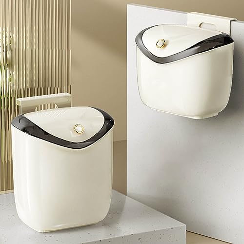 Trash Can Kitchen Waste Bin Countertop Under Sink Hanging Trash Can with Lid for Bathroom Bedroom Home Office Wall Mounted Bucket