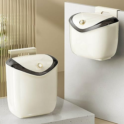 Trash Can Kitchen Waste Bin Countertop Under Sink Hanging Trash Can with Lid for Bathroom Bedroom Home Office Wall Mounted Bucket