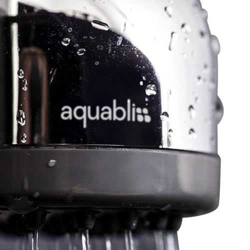 Aquabliss TurboSpa High-Pressure Shower Head - Chrome | 3-inch high-pressure shower head with 42-nozzle wide spray and flow restrictor. Twist-on install, no tools needed.