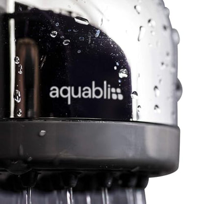 Aquabliss TurboSpa High-Pressure Shower Head - Chrome | 3-inch high-pressure shower head with 42-nozzle wide spray and flow restrictor. Twist-on install, no tools needed.