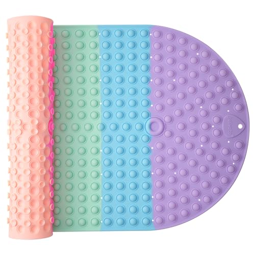 Silicone Push Pop Bath Mat – 33"x17.3" Extra Large Rainbow Bathtub Mat with 391 Suction Cups, CPC Certified Non-Slip Sensory Toy, Calming Stress Relief for Bath Time - color: 33x17.3"--rainbow