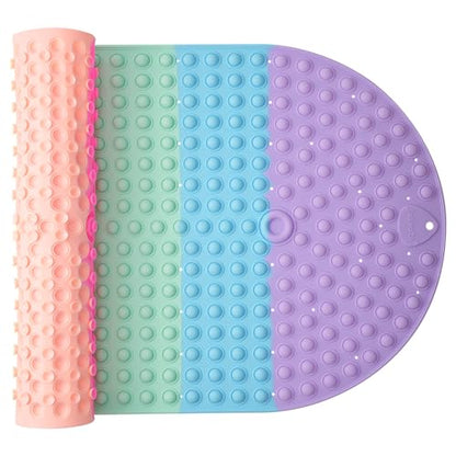 Silicone Push Pop Bath Mat – 33"x17.3" Extra Large Rainbow Bathtub Mat with 391 Suction Cups, CPC Certified Non-Slip Sensory Toy, Calming Stress Relief for Bath Time - color: 33x17.3"--rainbow