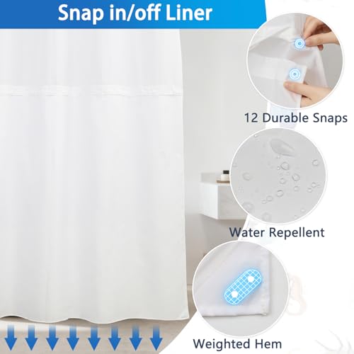 Ocean Shower Curtains for Bathroom, Cute Diving Cat No Hook Shower Curtain with Mesh Top Window and Detachable Liner, 71x74 Inch Waterproof Fabric Shower Curtain with Built-in Rings and Weighted Hem - color: Cat