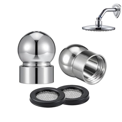 2 PCS 1/2 Inch Iron Pipe Shower Arm Ball Adapter with Filter Washer, Universal Adjustable Metal Shower Head Connector Replacement