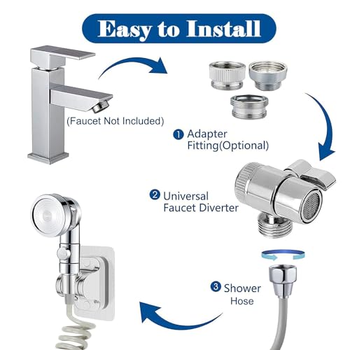 Sink Sprayer Attachment for Faucet, Kitchen Bathroom On/Off Handheld Shower Head with Flexible Hose, Faucet Aerator & Diverter Valve, Connect Different Sink Faucets, for Hair Washing Pet Shower
