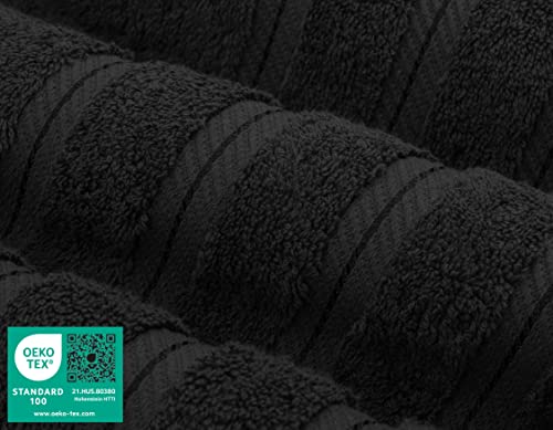 American Soft Linen 100% Cotton Luxury Turkish Towels, 6 Piece Towel Set | Soft Absorbent Quick Dry OEKO Tex Standard 100 Certificated Durable Machine Washable Premium Hotel Quality - color: Black, size: (27"x54") + (16"x28") + (13"x13")