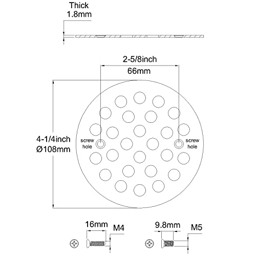 4-1/4 Inch Screw-in Round Shower Drain Cover Replacement Floor Drainer Grate with Screws (Brushed Golden) - color: Brushed Golden