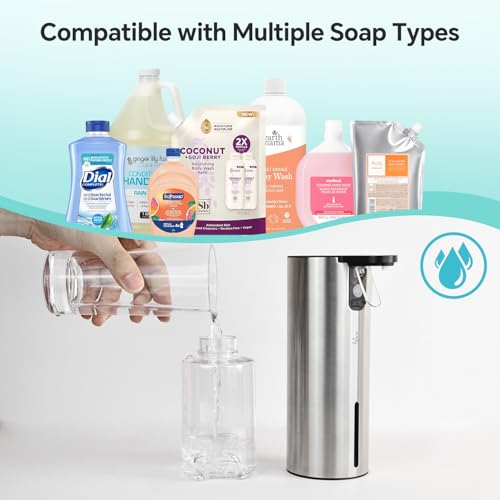 Electric Dish Soap Dispenser for Kitchen, Rechargeable Touch Liquid Hand Soap Dispenser for Bathroom, Stainless Steel Soap Pump, Water-Resistant,11.8oz, Xmas Gift - color: Multi Grey