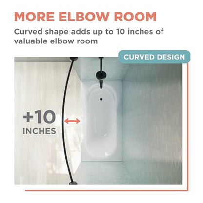 Zenna Home Matte Black, Curved Shower Curtain Rod, Tension or Permanent Mount, Easy Install, Rounded for Extra Room, 50 to 72 Inches - color: Matte Black