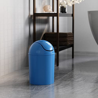 Umbra 1.25 Gallon Mini Waste Can with Removable Swing-Top Lid - Small Garbage Bin for Kitchen, Bathroom, Bedroom, Office - Compact Trash Can Fit Under Tables & Counters - Sky Blue - color: Sky Blue