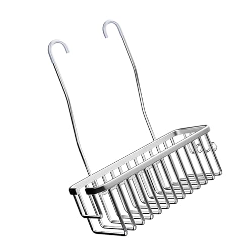 Shower Caddy Hanging, Hanging Shelf over Shower Door Caddy Rack Bathroom Storage Rack Shampoo Bracket Hung on the Bar