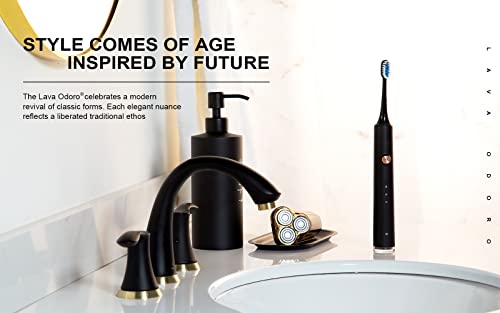 Bathroom Faucet for Sink 3 Hole, Black and Gold, BF405-GB | 8 inch Widespread Bathroom Faucet 2 Handle Bathroom Sink Faucet for Vanity with Drain Assembly Supply line, Black and Gold - color: Brushed Gold/Matte Black