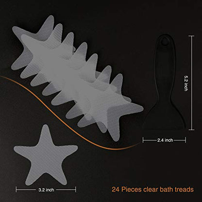 Secopad Anti Slip Shower Stickers, 24 PCS Safety Bathtub Stickers Adhesive Decals with Premium Scraper (Gray) - color: Grey