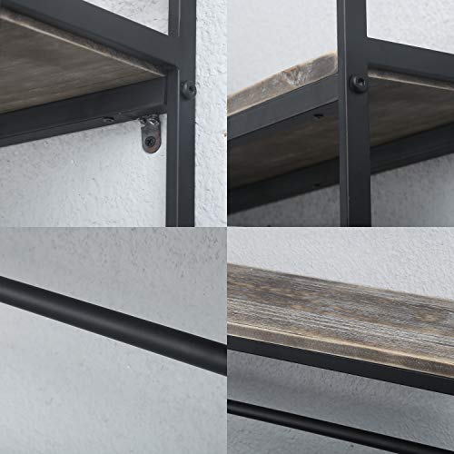 Towel Rack with Towel Bar,2-Tier 24" Bathroom Shelves Wall Mounted,Rustic Wall Shelf Over Toilet,Utility Storage Shelf Rack,Floating Shelves Towel Holder,Black - color: C