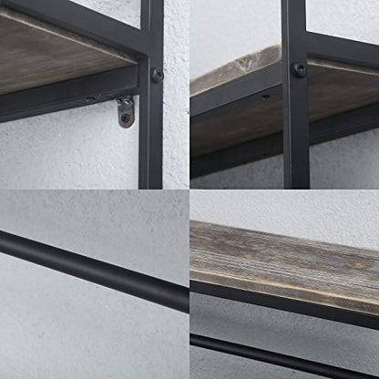 Towel Rack with Towel Bar,2-Tier 24" Bathroom Shelves Wall Mounted,Rustic Wall Shelf Over Toilet,Utility Storage Shelf Rack,Floating Shelves Towel Holder,Black - color: C