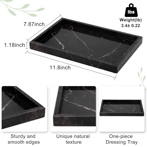 Brown Marble Tray,Pure Natural Vanity Tray | Marble Tray for Kitchen Counter Non-Ceramic/Non-Resin,Stone Trays 12 x 8 inch - color: Brown