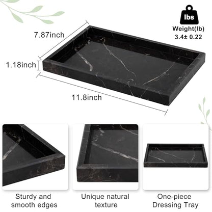 Brown Marble Tray,Pure Natural Vanity Tray | Marble Tray for Kitchen Counter Non-Ceramic/Non-Resin,Stone Trays 12 x 8 inch - color: Brown