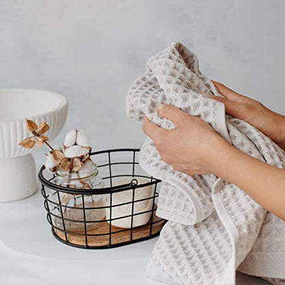 Waffle Hand Towel – 100% Turkish Cotton, Quick-Dry, Soft and Absorbent Bathroom Towel (Light Grey) - color: Light Grey, size: Hand Towel (1 Piece)