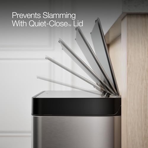 Kohler 20956-ST 11 Gallon Hands-Free Dual Compartment Recycling Kitchen Step, Trash Can with Foot Pedal, Quiet-Close Lid, Stainless Steel - color: Stainless Steel, size: 11 Gallon - Dual Compartment
