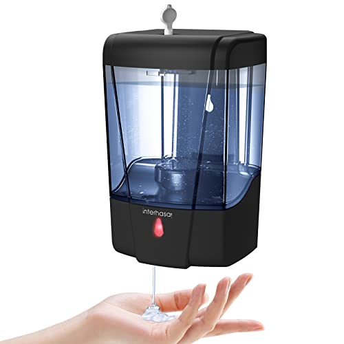 interhasa! Soap Dispenser, Touchless Hand Sanitizer Dispenser Wall Mount Automatic Kitchen Soap Dispenser for Commercial Home, Office, 600ml/20oz Black - color: Black