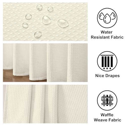 Cream Waffle Weave Fabric Shower Curtain, Textured Heavy Cloth Shower Curtains for Bathroom, Water Repellent Soft Hotel Spa Luxury Elegant Bath Curtain, Machine Washable, Cream, 72x78 Inch - color: Cream, size: 72"W x 78"L (Pack of 1)
